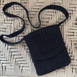 Navy Blue Small Crochet Crossbody Bag Purse